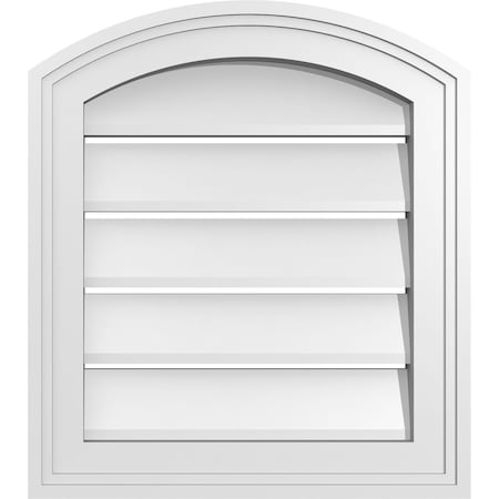 Ekena Millwork Arch Top Surface Mount PVC Gable Vent: Non-Functional, w/2"W x 1-1/2"P Brickmould Frame, 16"W x 16"H GVPAR16X1602SN